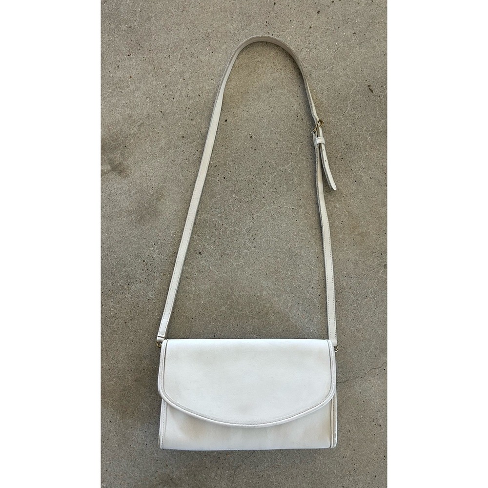 Vintage Coach Bone Sterling Clutch 9945 USA Leather Flap Bag Purse 1994 No Tag